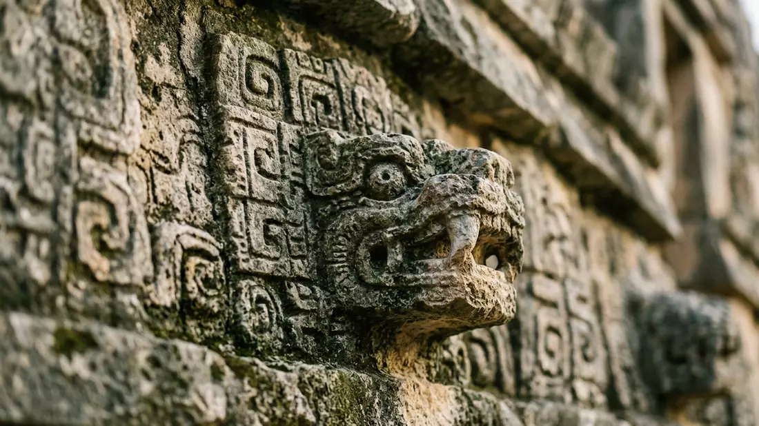 Makroaufnahme eines Materialdetails am Wahrzeichen Uxmal, Uxmal Mexiko