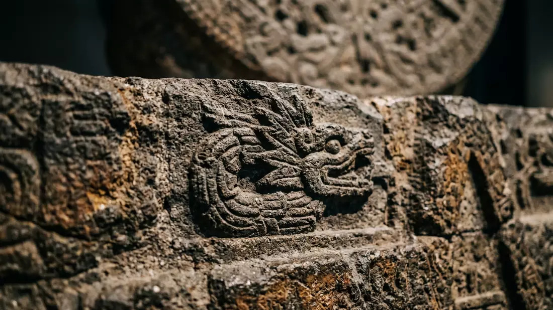 Makroaufnahme eines Materialdetails am Wahrzeichen Zocalo Mexiko-Stadt, Mexiko-Stadt Mexiko