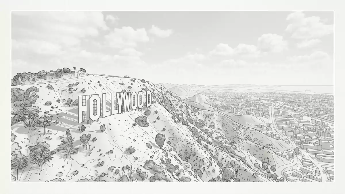 Architektur-Render von Hollywood Sign in Los Angeles, USA bei Tageslicht