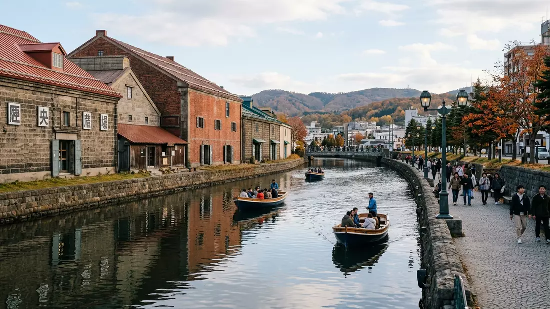 Editorial-Reisemagazinbild vom Wahrzeichen Otaru-Kanal in Otaru, Japan