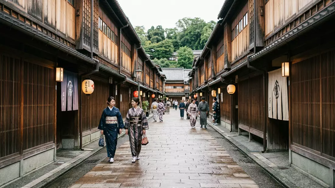 Editorial-Reisemagazinbild vom Wahrzeichen Higashi Chaya District in Kanazawa, Japan