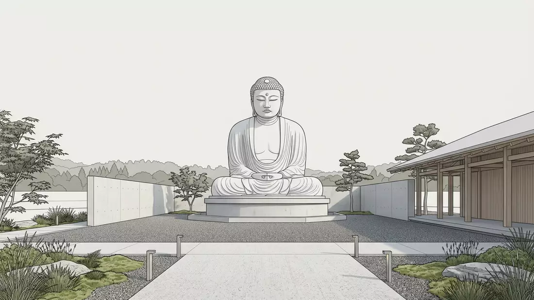 Architektur-Render von Grosser Buddha von Kamakura in Kamakura, Japan bei Tageslicht