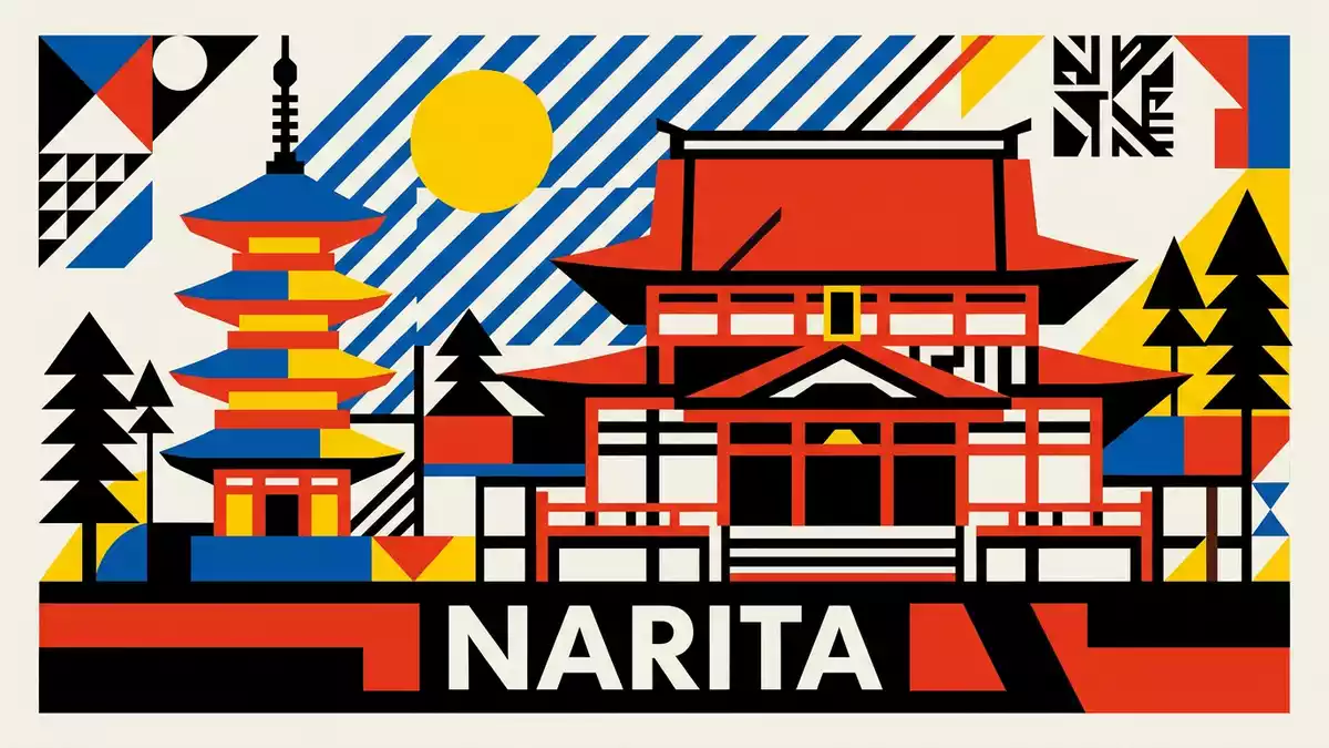 Bauhaus-Poster als Abstraktion von Narita-san Shinsho-ji in Narita, Japan