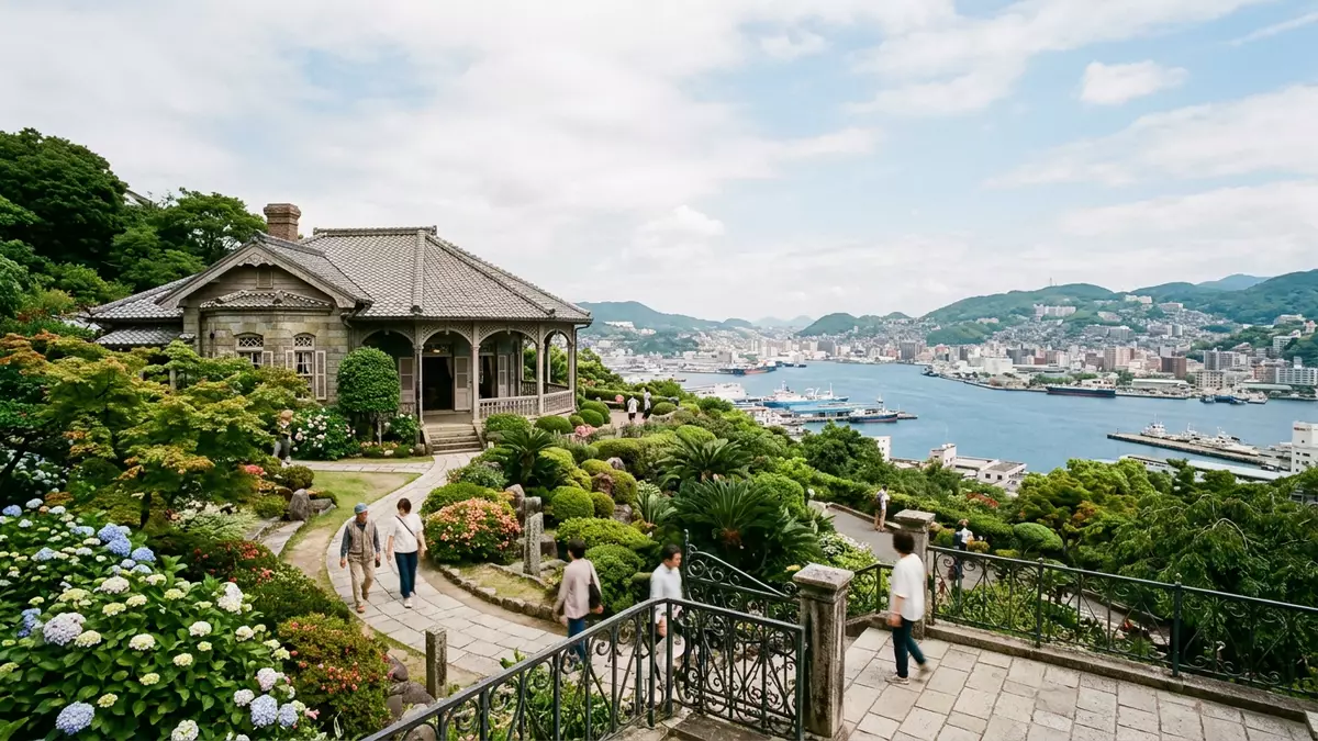 Editorial-Reisemagazinbild vom Wahrzeichen Glover Garden Nagasaki in Nagasaki, Japan