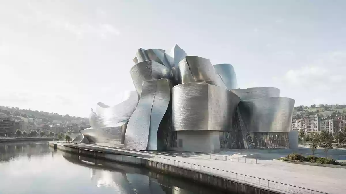 Architektur-Render von Guggenheim-Museum Bilbao in Bilbao, Spanien bei Tageslicht