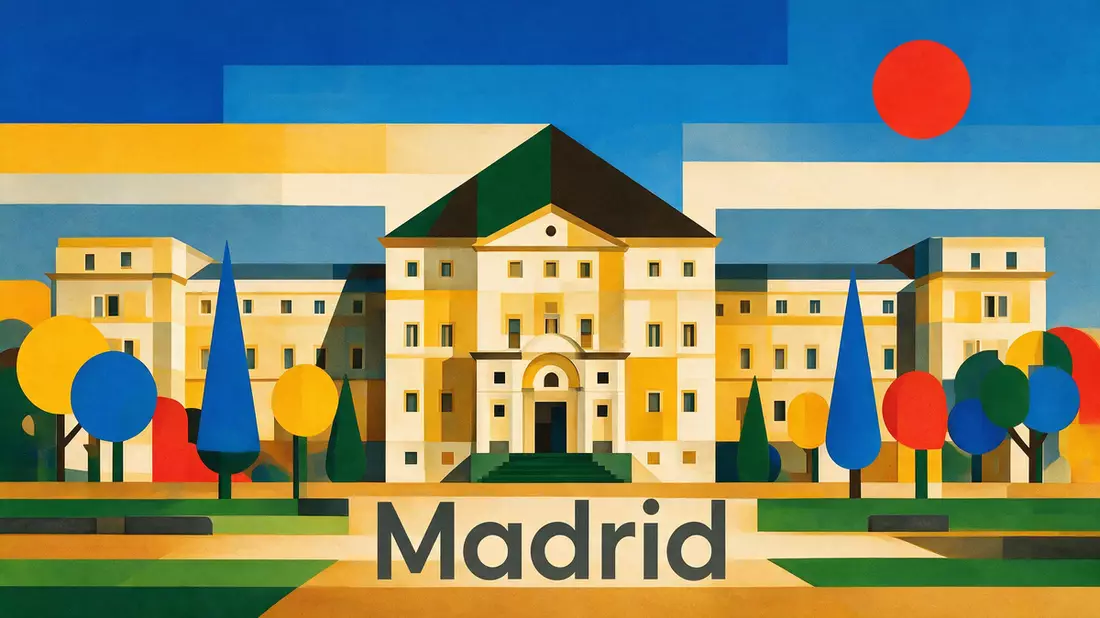 Bauhaus-Poster als Abstraktion von Prado-Museum Madrid in Madrid, Spanien
