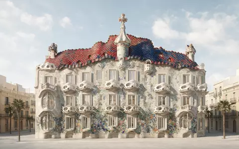 Moderner Architektur-Render zeigt Silhouette von Casa Batllo Barcelona in Barcelona Spanien, klare Linien und neutrales - Foto: THN