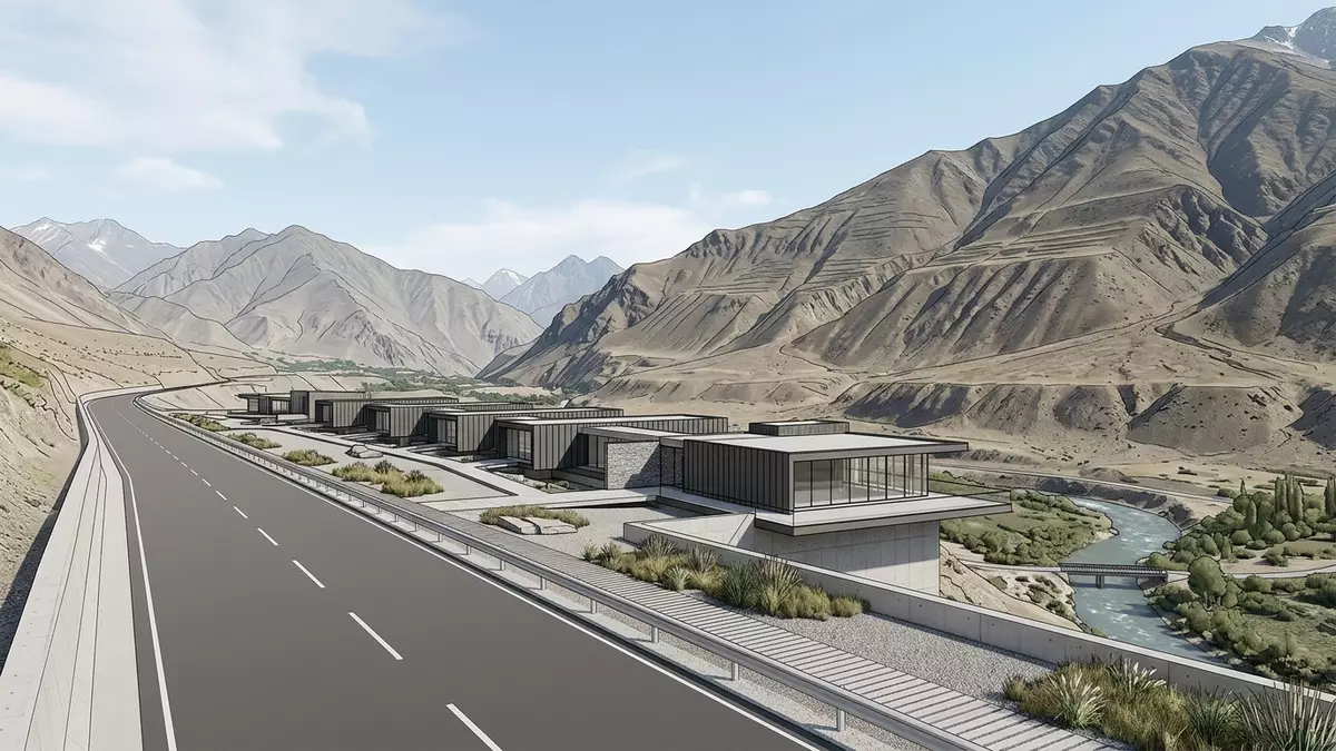 Architektur-Render von Pamir Highway in Chorugh, Tadschikistan bei Tageslicht