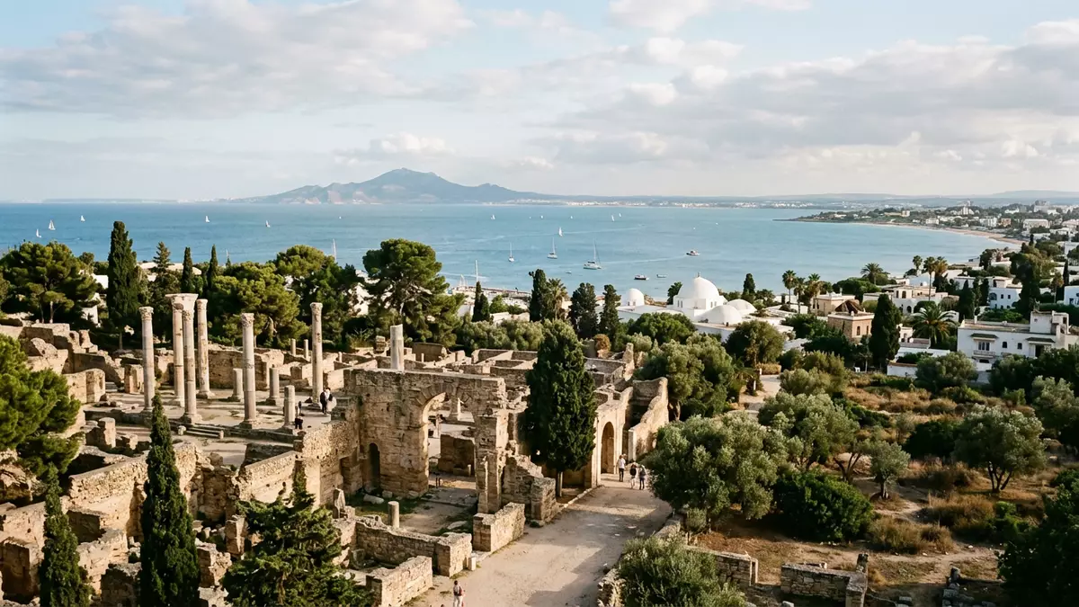 Editorial-Reisemagazinbild vom Wahrzeichen Karthago in Tunis, Tunesien