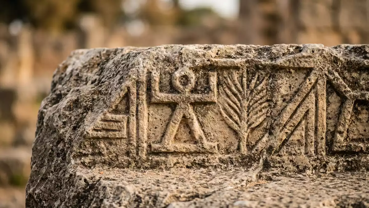 Makroaufnahme eines Materialdetails am Wahrzeichen Karthago, Tunis Tunesien