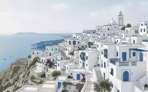 Moderner Architektur-Render zeigt Silhouette von Sidi Bou Said in Tunis Tunesien, klare Linien und neutrales - Foto: THN