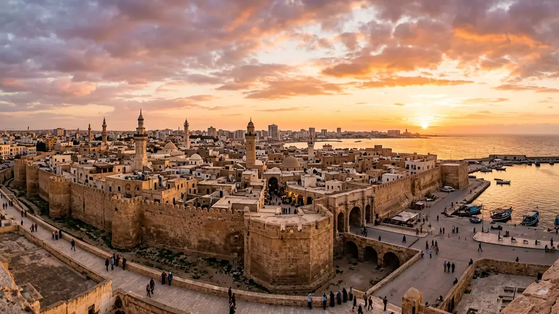 Fotorealistische Ansicht von Medina von Tripolis in Tripolis, Libyen im Abendlicht