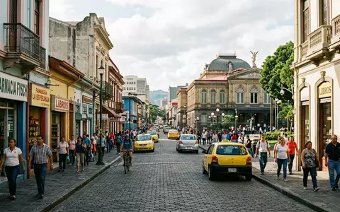 Editorialbild im Reisemagazin-Stil vom Wahrzeichen Altstadt von San Jose in San Jose Costa Rica, ausgewogene - Foto: THN