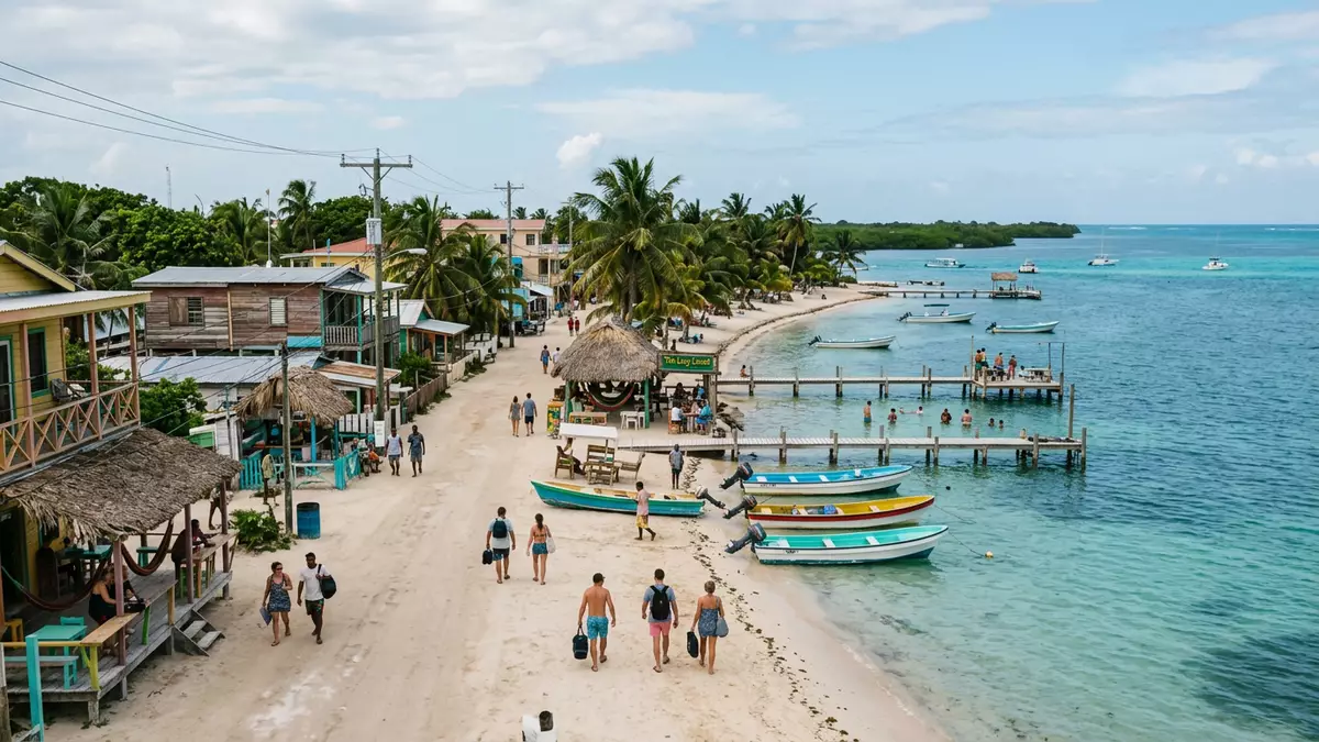 Editorial-Reisemagazinbild vom Wahrzeichen Caye Caulker in Caye Caulker, Belize