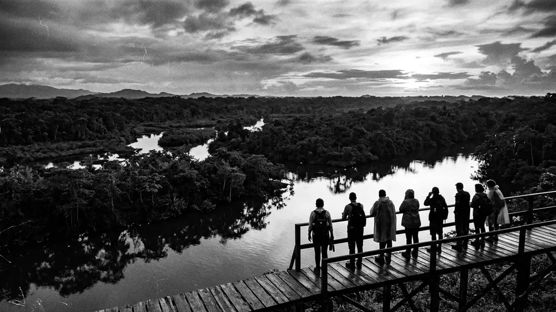Schwarzweiss-Reportage vom Wahrzeichen Tortuguero-Nationalpark in Tortuguero, Costa Rica