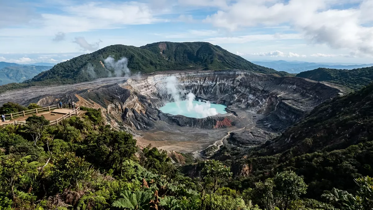 Editorial-Reisemagazinbild vom Wahrzeichen Poas-Vulkan in Alajuela, Costa Rica