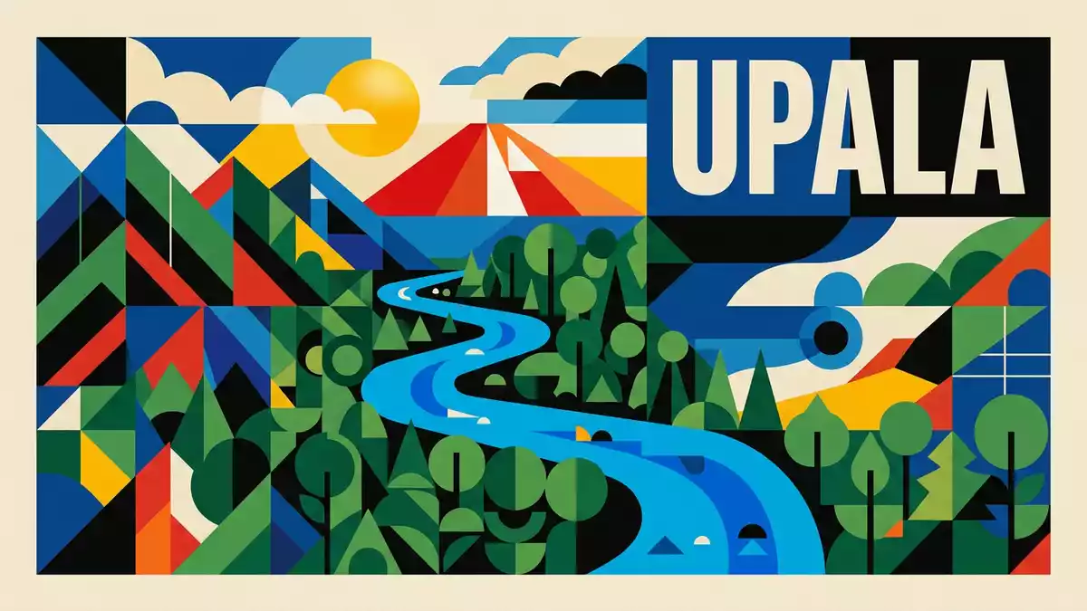 Bauhaus-Poster als Abstraktion von Rio Celeste in Upala, Costa Rica