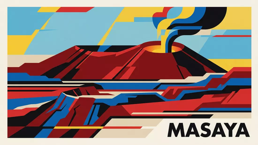 Bauhaus-Poster als Abstraktion von Masaya-Vulkan-Nationalpark in Masaya, Nicaragua