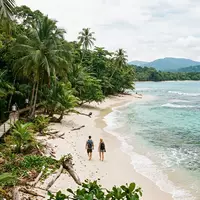 Editorialbild im Reisemagazin-Stil vom Wahrzeichen Cahuita-Nationalpark in Cahuita Costa Rica, ausgewogene Bildgestaltung und natuerliches Umgebungslicht - Foto: THN