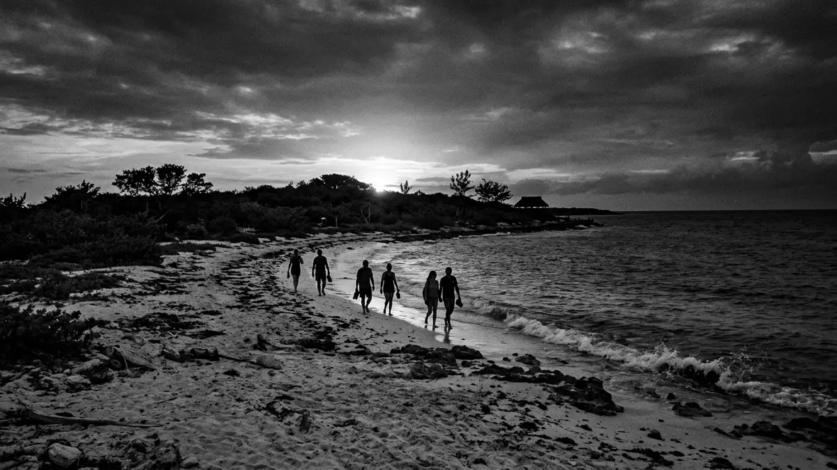 Schwarzweiss-Reportage vom Wahrzeichen Isla Contoy in Isla Contoy, Mexiko