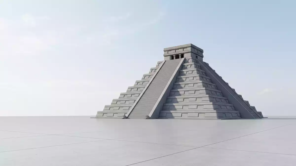 Architektur-Render von El Castillo Chichen Itza in Chichen Itza, Mexiko bei Tageslicht