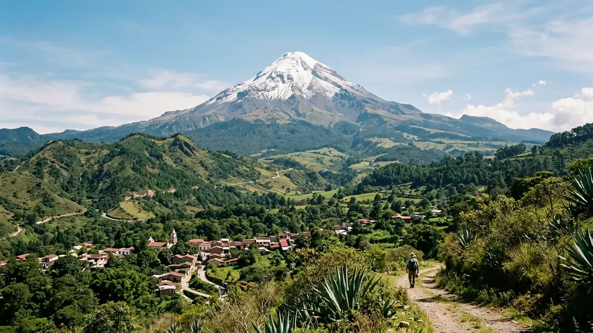 Editorial-Reisemagazinbild vom Wahrzeichen Pico de Orizaba in Orizaba, Mexiko