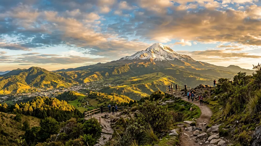 Fotorealistische Ansicht von Pico de Orizaba in Orizaba, Mexiko im Abendlicht