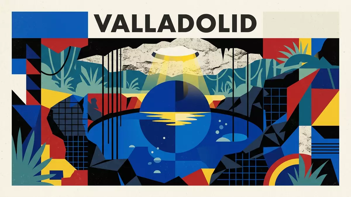 Bauhaus-Poster als Abstraktion von Cenoten von Valladolid in Valladolid, Mexiko