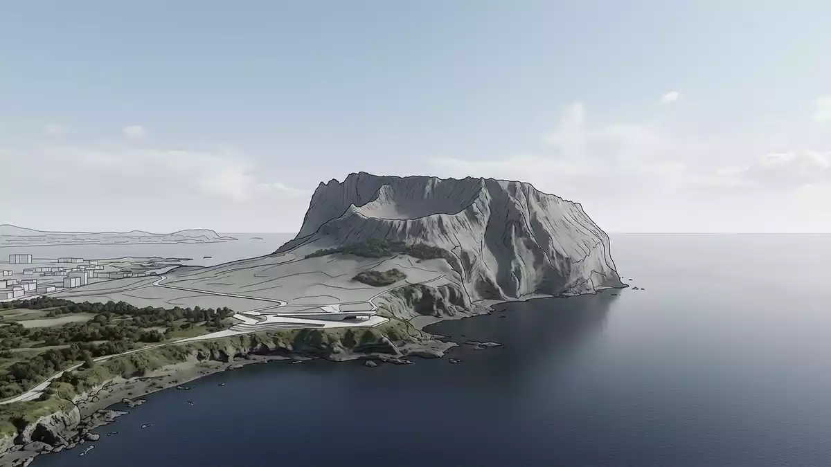 Architektur-Render von Seongsan Ilchulbong in Jeju, Sudkorea bei Tageslicht