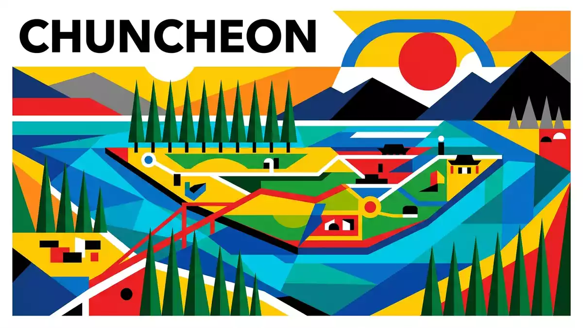 Bauhaus-Poster als Abstraktion von Nami Island in Chuncheon, Sudkorea