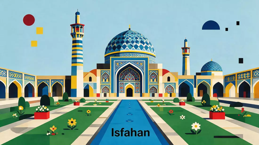 Bauhaus-Poster als Abstraktion von Naqsch-e Dschahan Isfahan in Isfahan, Iran