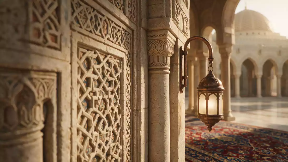 Makroaufnahme eines Materialdetails am Wahrzeichen Sultan-Qabus-Moschee Maskat, Maskat Oman