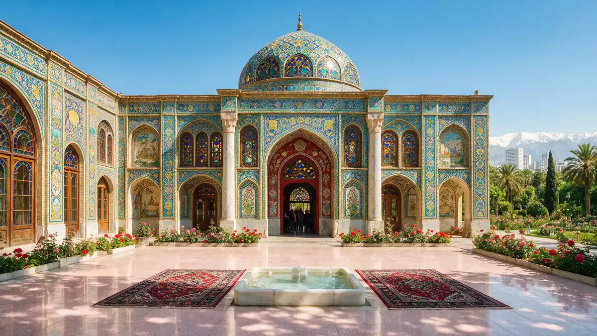 Editorial-Reisemagazinbild vom Wahrzeichen Golestan-Palast Teheran in Teheran, Iran