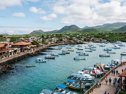 Editorialbild im Reisemagazin-Stil vom Wahrzeichen Galapagos-Inseln in Puerto Ayora Ecuador, ausgewogene Bildgestaltung und natuerliches Umgebungslicht - Foto: THN