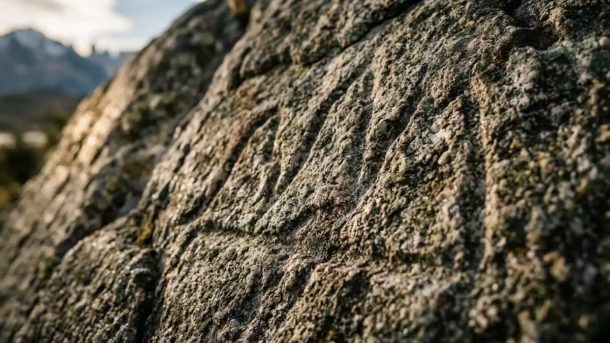 Makroaufnahme eines Materialdetails am Wahrzeichen Torres-del-Paine-Nationalpark, Puerto Nat…