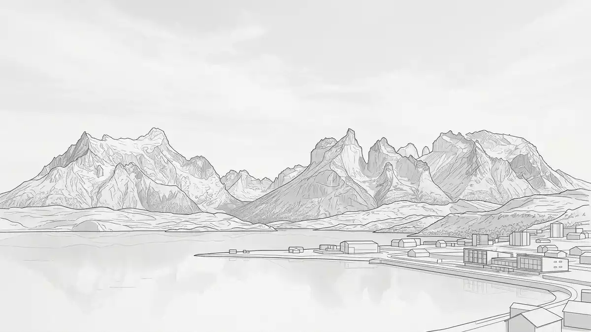 Architektur-Render von Torres-del-Paine-Nationalpark in Puerto Natales, Chile bei Tageslicht
