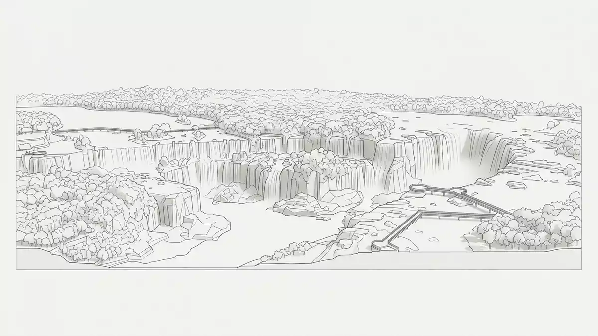 Architektur-Render von Iguazu-Fälle in Foz do Iguacu, Brasilien/Argentinien bei Tageslicht