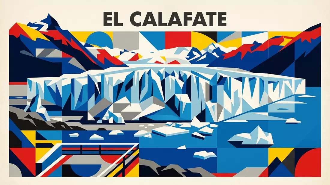 Bauhaus-Poster als Abstraktion von Perito-Moreno-Gletscher in El Calafate, Argentinien