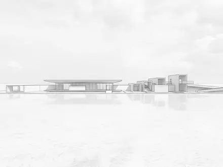 Moderner Architektur-Render zeigt Silhouette von Salar de Uyuni in Uyuni Bolivien, klare Linien und neutrales - Foto: THN