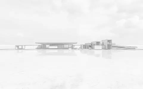 Moderner Architektur-Render zeigt Silhouette von Salar de Uyuni in Uyuni Bolivien, klare Linien und neutrales - Foto: THN