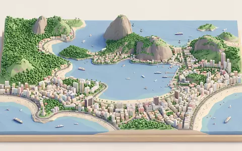 Isometrisches Diorama von Zuckerhut Rio de Janeiro und Umgebung in Rio de Janeiro Brasilien, verspielte - Foto: THN