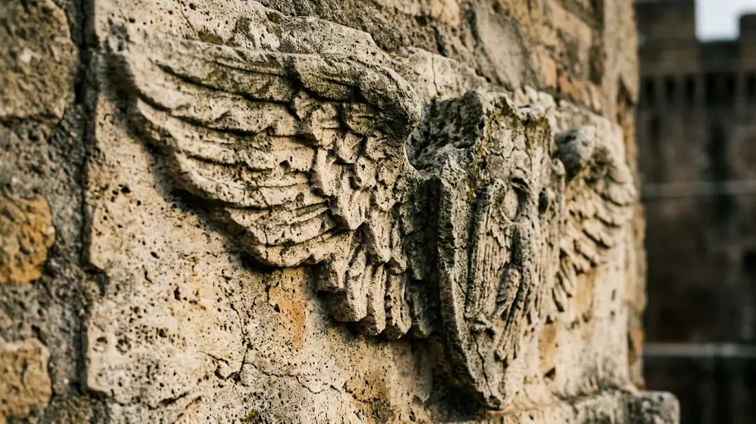 Makroaufnahme eines Materialdetails am Wahrzeichen Engelsburg Rom, Rom Italien