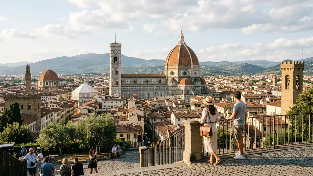 Editorial-Reisemagazinbild vom Wahrzeichen Kathedrale von Florenz in Florenz, Italien