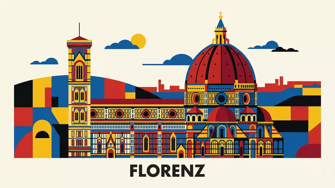 Bauhaus-Poster als Abstraktion von Kathedrale von Florenz in Florenz, Italien