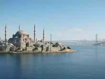 Moderner Architektur-Render zeigt Silhouette von Topkapi-Palast Istanbul in Istanbul Türkei, klare Linien und neutrales Tageslicht - Foto: THN