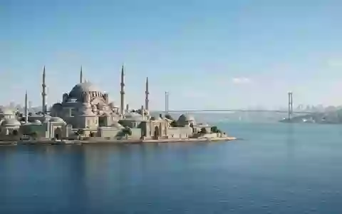 Moderner Architektur-Render zeigt Silhouette von Topkapi-Palast Istanbul in Istanbul Türkei, klare Linien und neutrales Tageslicht - Foto: THN