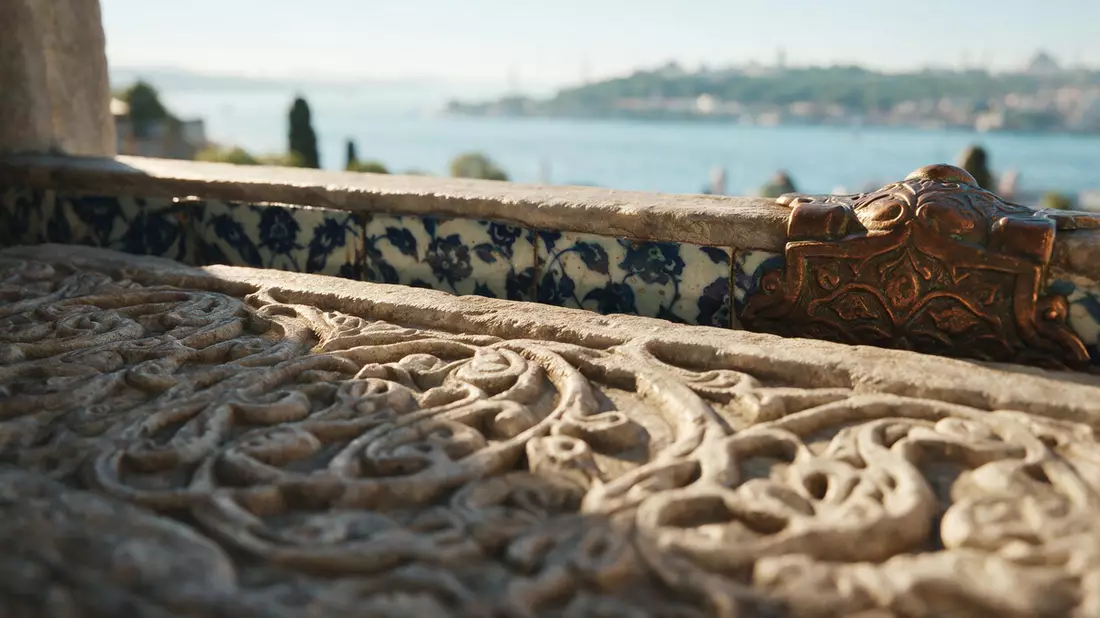Makroaufnahme eines Materialdetails am Wahrzeichen Topkapi-Palast Istanbul, Istanbul Türkei