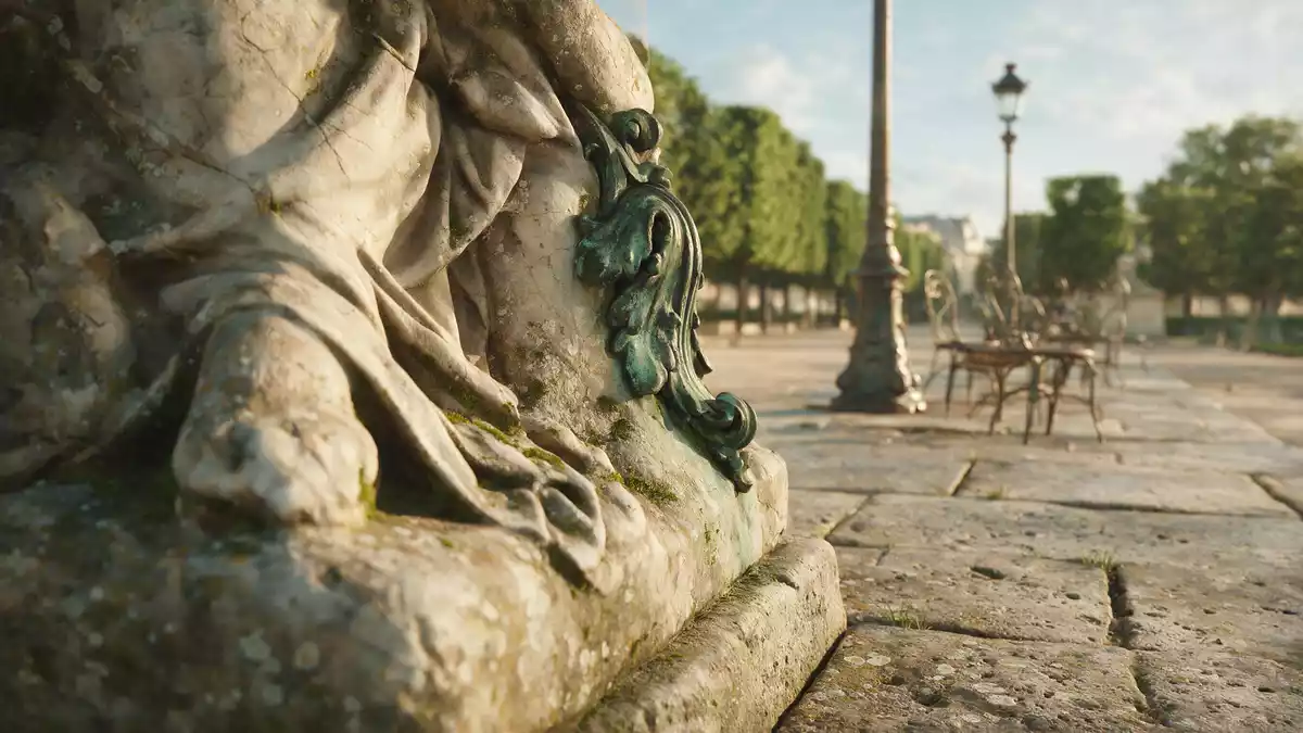 Makroaufnahme eines Materialdetails am Wahrzeichen Jardin des Tuileries Paris, Paris Frankreich