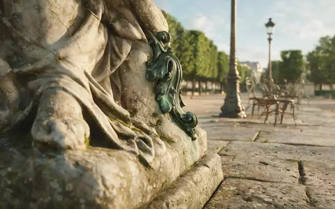 Extreme Makroaufnahme eines Materialdetails am Wahrzeichen Jardin des Tuileries Paris in Paris Frankreich, taktile Struktur - Foto: THN