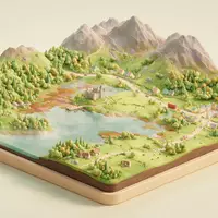 Isometrisches Diorama von Ring of Kerry und Umgebung in Killarney Irland, verspielte Low-Poly-Kulisse in Pastellfarben - Foto: THN